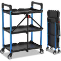 workpro 3-stufiger zusammenklappbarer servicewagen faltbarer rollwagen beistellwagen 3 etagen kuechenwagen transport wagen fuer werkstatt kueche buero picknick
