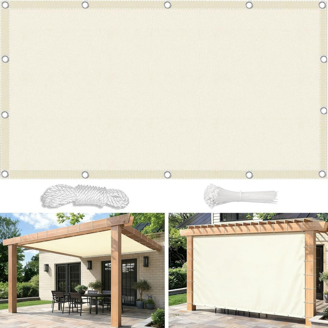 sonnensegel 1x3m uv schutz segeltuch wasserdicht im viele groesse und farben schattennetz mit oesen inkl befestigungsseile wetterfest fuer garten terrasse balkon creme