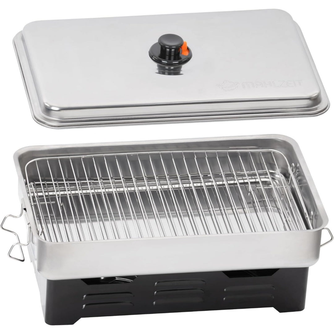mahlzeit edelstahl tischraeucherofen 47 x 275 x 20 cm tischraeucher-set raeucherofen smoker fischofen raeucherbox tisch raeucherkasten raeucherkiste raeucherzubehoer raeucher-set