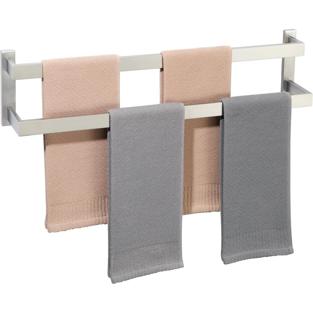 sayayo handtuchhalter gebuerstet 70cm doppelt handtuchstange edelstahl multilayer gaestehandtuchhalter wandmontage badetuchhalter fuer badezimmer und kueche