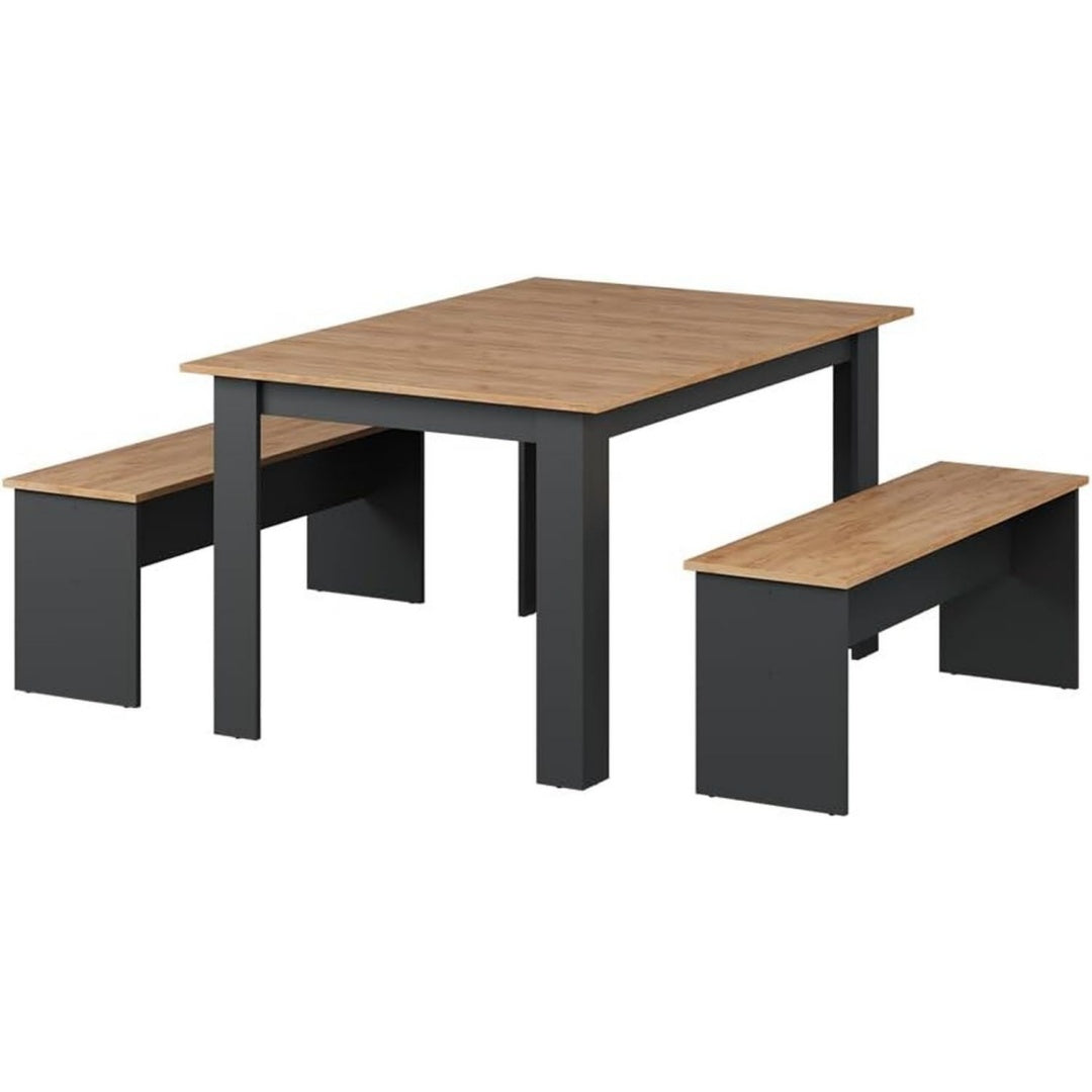 vicco esstisch set sentio anthrazitgoldkraft eiche 1376 x 928 cm mit 2 baenken fuer platzsparende nutzung in essbereich und kueche