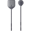 perforierter pizzaschieber 2er set12 zoll 9 zoll pizzaschaufel aus hart eloxiertes aluminium 30cm rechteckige 23cm runde wendbare 120cm insgesamt