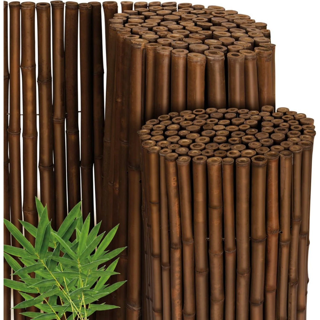sol royal bambus sichtschutz zaun witterungsbestaendiger bambuszaun indoor 180x250cm dunkelbraun gehaertete bambusrohre 2-3cm hochwertig balkon premium outdoor gartenzaun windschutz b23