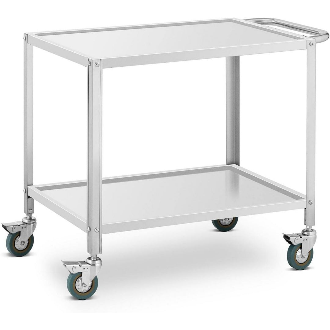 royal catering rcgw 12 servierwagen 2 borde 80 x 57 x 35 cm 100 kg 53 cm abstand servierwagen kuechenwagen edelstahl kuechenrollwagen rollwagen kueche