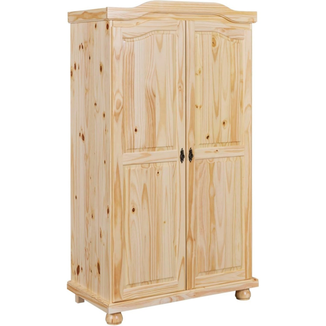 inter link - kleiderschrank - kiefer massiv - garderobenschrank -landhaus still - waescheschrank - mehrzweckschrank - schlafzimmerschrank - 2 tuerig - natur lackiert - genf