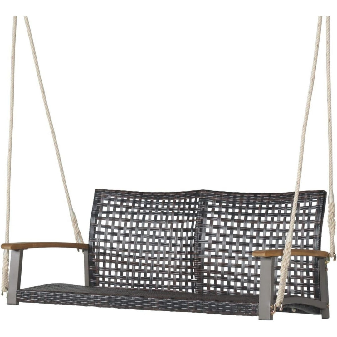 giantex schaukelbank outdoor 2 sitzer haengebank pe-rattan gartenschaukel veranda-schaukel zum aufhaengen bis 360 kg belastbar hollywoodschaukel schaukel fuer balkon veranda terrasse