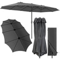 kingsleeve sonnenschirm 460x270 cm uv schutz 80 anthrazit doppelt xxl kurbel inklusive schutzhuelle gross garten terrasse balkon 48 mm mast