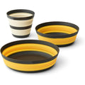 - frontier dinnerware set - ultraleichtes zusammenfaltbares geschirrset - 1 person 3-teilig - 1 camping-becher 1 mittelgrosse 1 grosse schuessel - bpa-frei - aus silikon - 197 g
