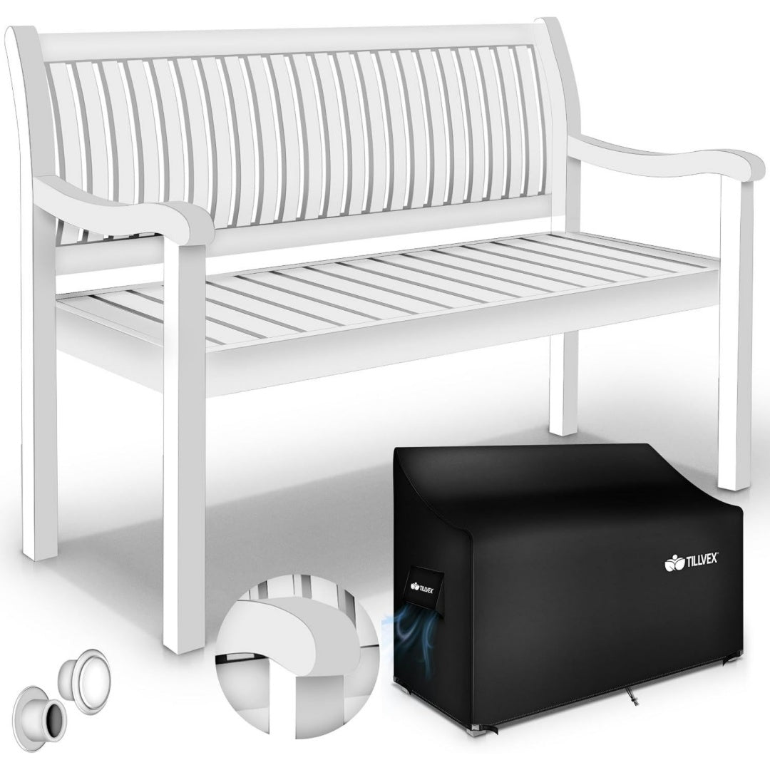 tillvex gartenbank holz 3-4 sitzer inkl abdeckung wetterfest 125 cm parkbank massivholz balkonbank sitzbank 320 kg belastbar holzbank gartenmoebel uv-bestaendig fuer balkon terrasse garten