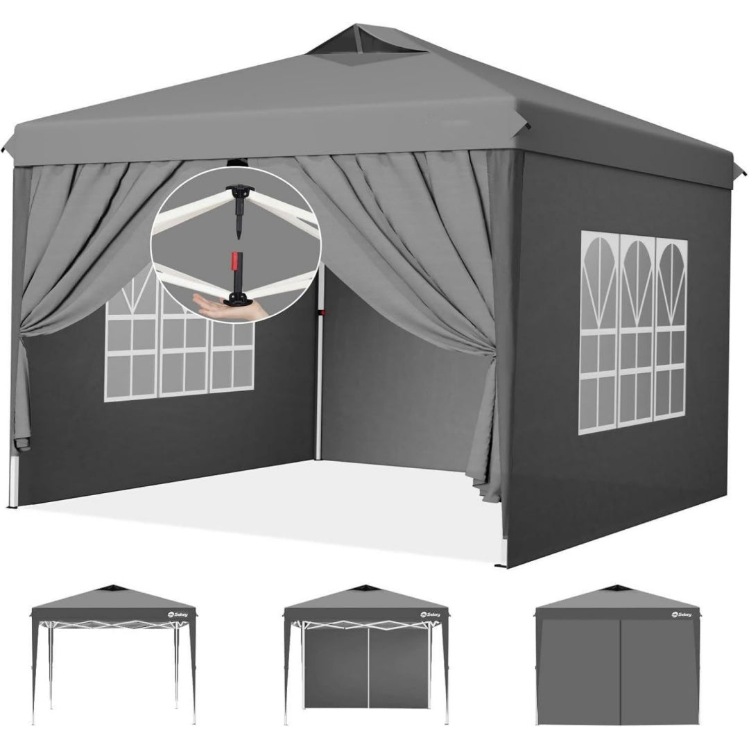 pop up pavillon wasserdicht stabil winterfest mit seitenwaenden faltpavillon 3 x 3 m camping pavillion faltbar partyzelt mit belueftung designer serie 3x3 grau 3x3 mit seitenwaenden